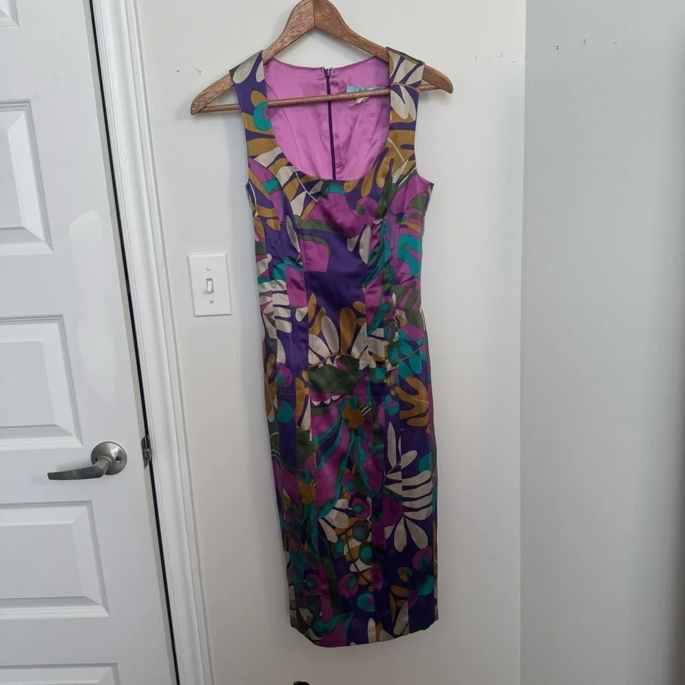 Vintage Mariano floral y2k silk Dress in Purple and Green Y2K beach tropical XS - Picture 4 of 7